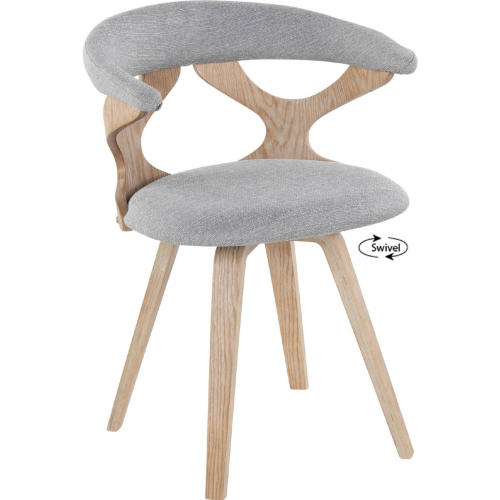 Gardenia Dining Accent Chair in White Washed Wood & Grey Fabric